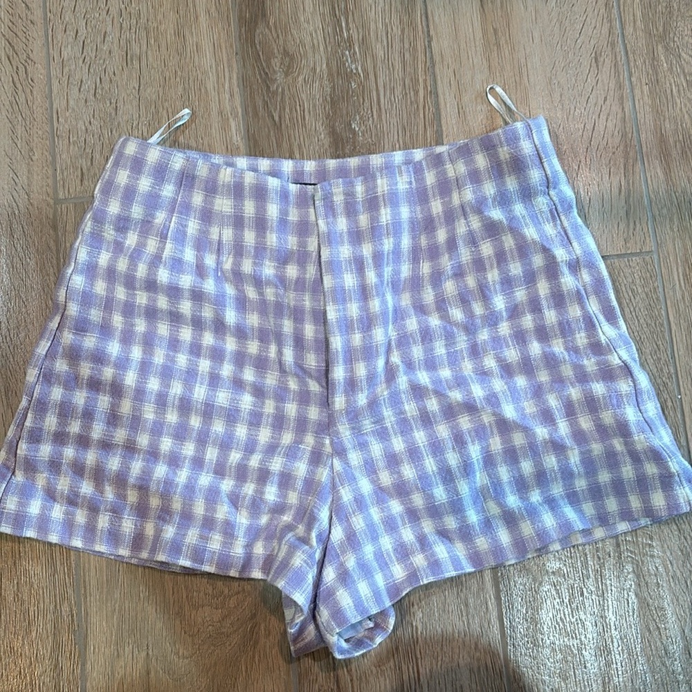Zara purple gingham shorts